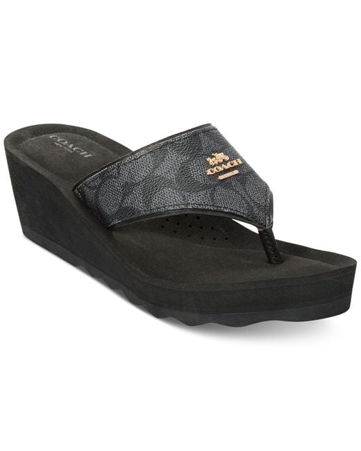 Coach black wedge sales flip flops